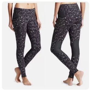 Athleta Geometric Print Be Free Leggings with Pockets, Reflective Strips